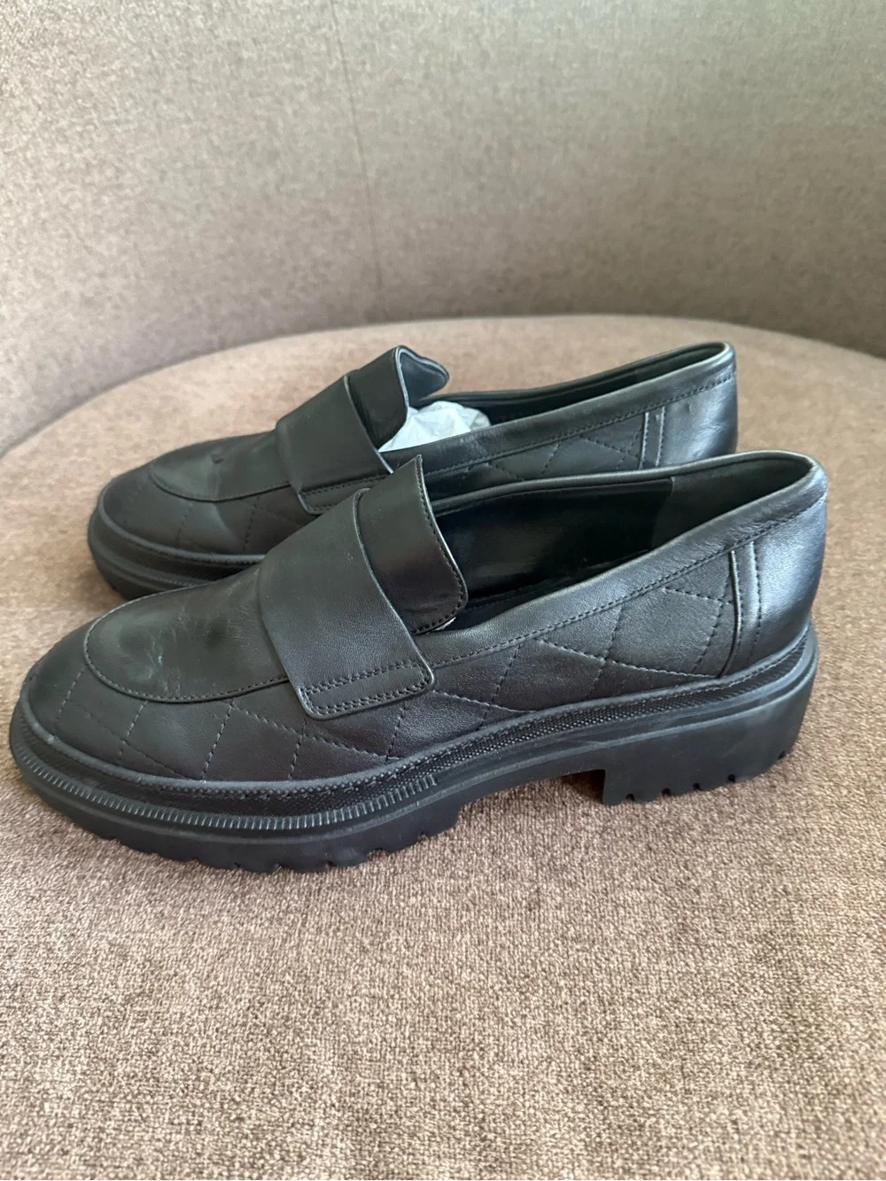 Agl Black Leather Slip-On Penny Loafers Sizes 40.5